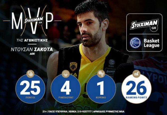 Stoiximan.gr Basket League: Στα δύο το βραβείο του MVP