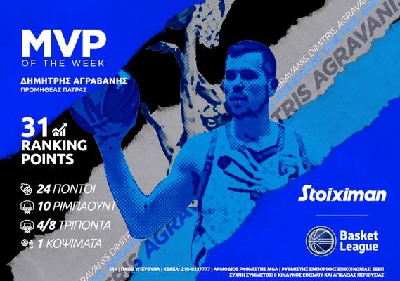 Basket League: MVP της 5ης αγωνιστικής ο Αγραβάνης